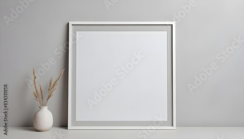 Modern minimalist home decor: simple white frame on a wall