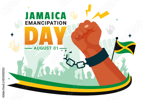 Vector Illustration of Jamaica Emancipation Day on August 1st with a Waving Flag and Patriotic Theme in a National Holiday Flat Cartoon Background photo