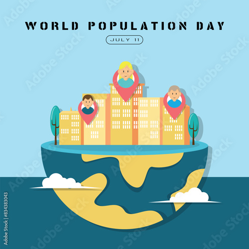 World Population Day poster with high population on earth