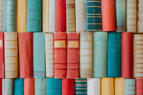 Seamless pattern of colorful books arranged like a bookcase