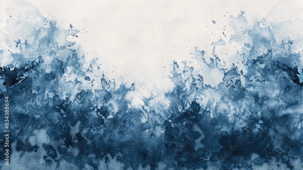 Blue ink wash painting in East Asian style with a grunge texture on a white background Blue ink wash painting in East Asian style with a grunge texture on a white background