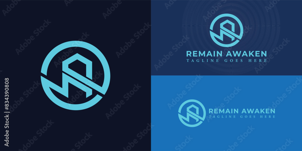 Abstract initial circle letter RA or AR logo in blue color isolated on multiple background colors. The logo is suitable for environment and electricity business logo design inspiration templates. Abstract initial circle letter RA or AR logo in blue color isolated on multiple background colors. The logo is suitable for environment and electricity business logo design inspiration templates.