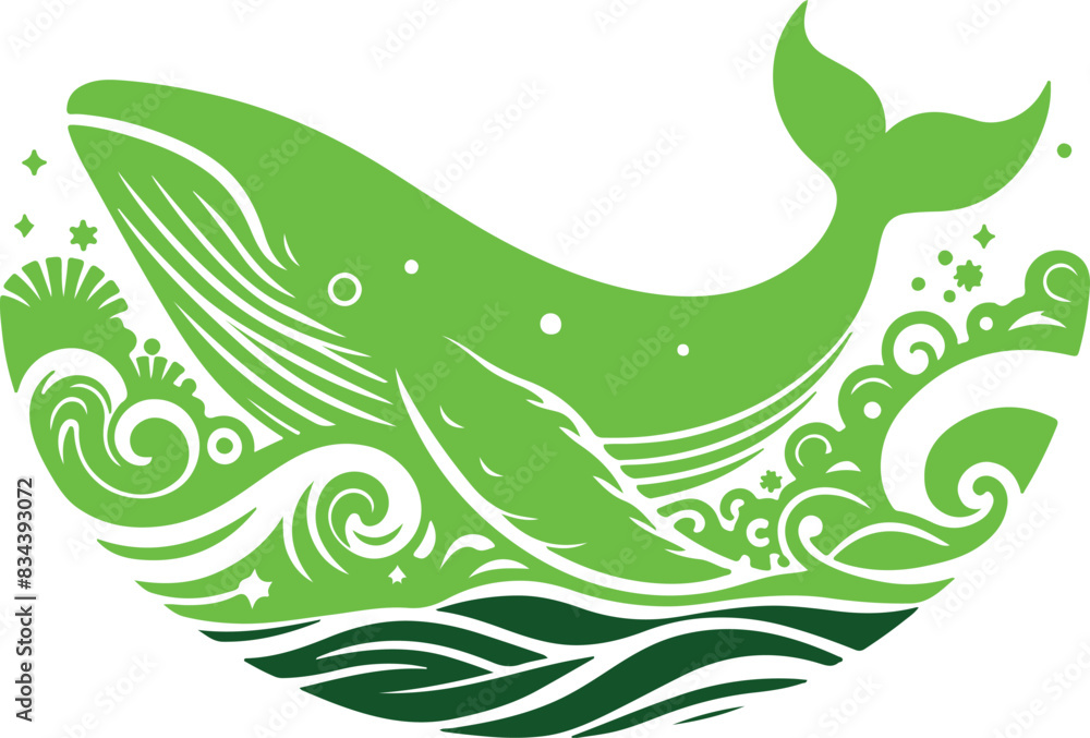 Obraz premium Whale Logo Design Silhouette with different color, suitable for t-shirt or wallpaper
