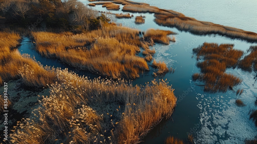 Obraz premium Bird s eye view of the marsh