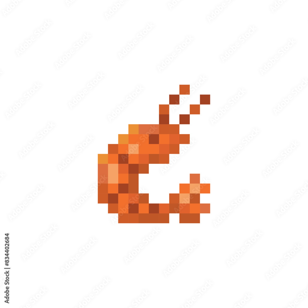 A shrimp, pixel art animal A shrimp, pixel art animal