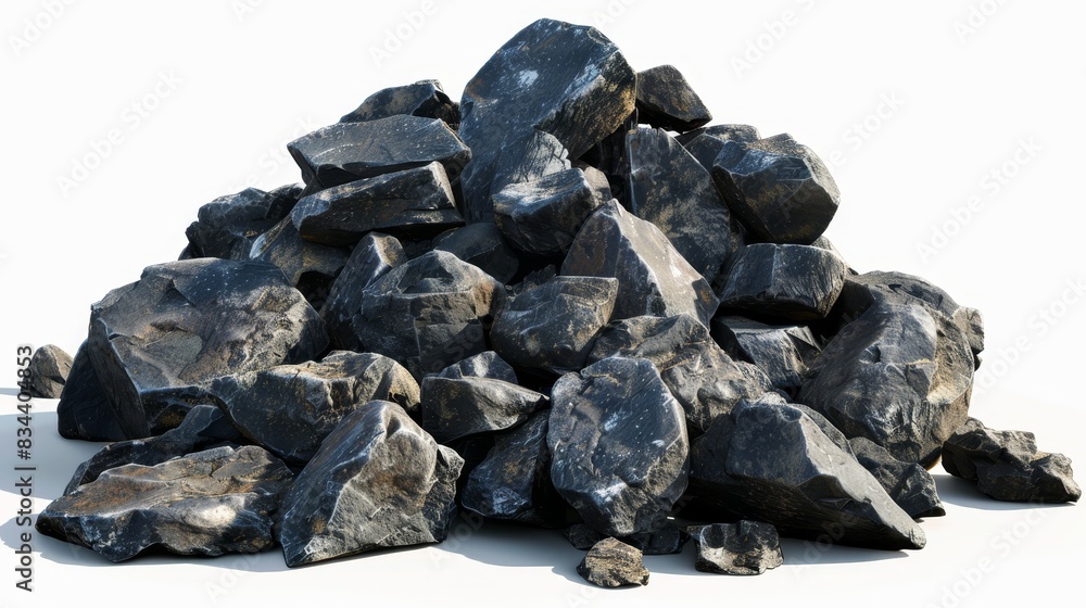 Black Rocks Pile on Transparent Background 3D Render Black Rocks Pile on Transparent Background 3D Render