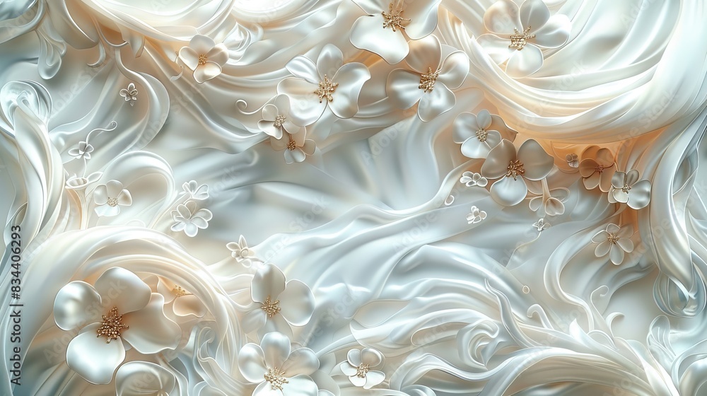 A shimmering silver background with elegant curls and a central area for writing. - Event decoration background A shimmering silver background with elegant curls and a central area for writing. - Event decoration background