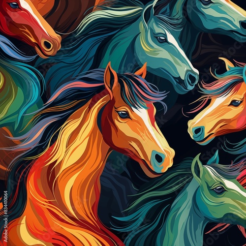 Colorful horse in vector design