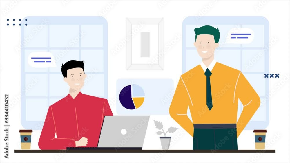 working partner in short meeting. office illustration concept. business animation working partner in short meeting. office illustration concept. business animation