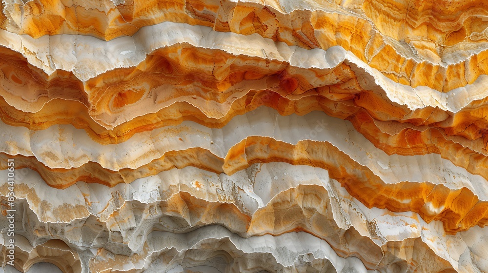 A close-up of sandstone erosion, showcasing the layered and sculpted textures, intricate details formed by wind and water erosion, rich natural colors, high contrast. A close-up of sandstone erosion, showcasing the layered and sculpted textures, intricate details formed by wind and water erosion, rich natural colors, high contrast.