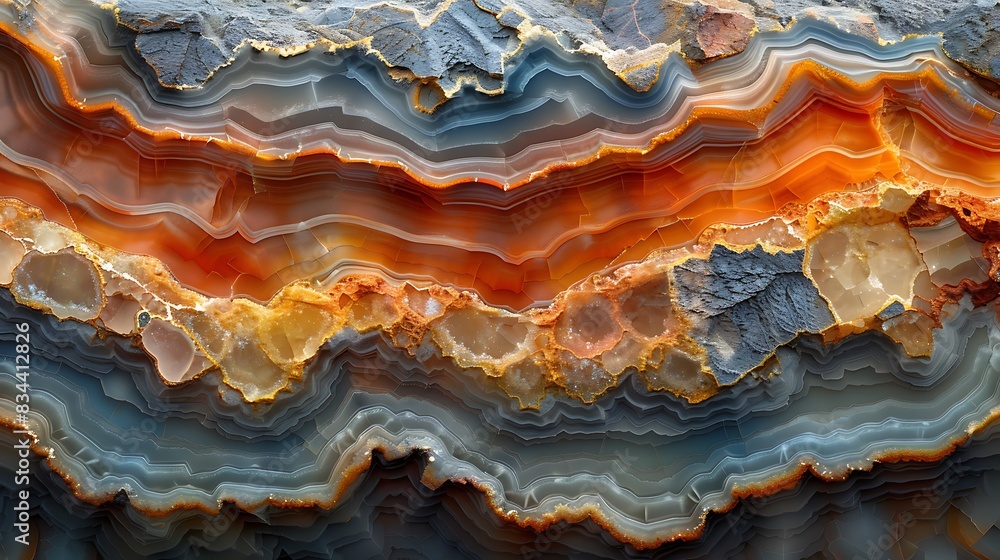 A detailed abstract of sedimentary rock layers, highlighting stratified colors and intricate patterns, rich earthy tones, high contrast, hd quality, soft focus, dynamic textures. A detailed abstract of sedimentary rock layers, highlighting stratified colors and intricate patterns, rich earthy tones, high contrast, hd quality, soft focus, dynamic textures.