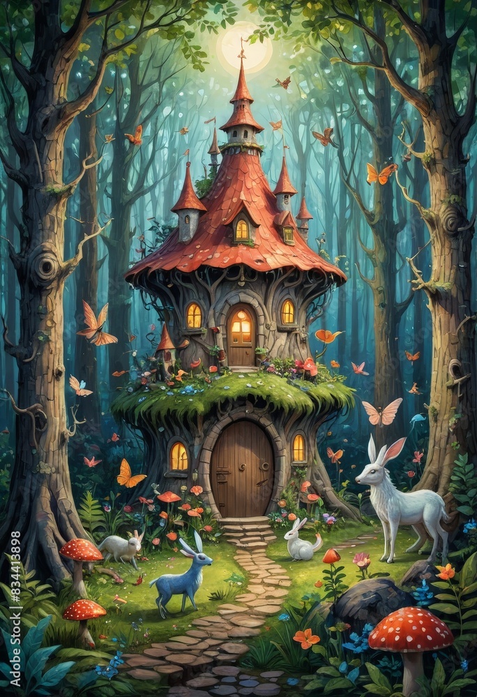 Fototapeta premium Enchanted Treehouse in the Forest