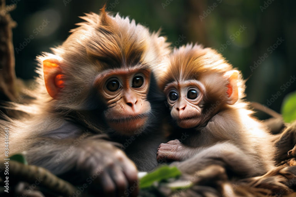 Obraz premium mother and macaque