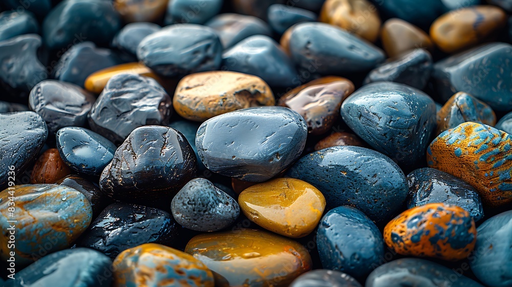 An abstract portrayal of smooth river rocks, polished surface from water erosion, featuring soft hues and subtle patterns, tranquil and serene, high contrast, hd quality, soft glow. An abstract portrayal of smooth river rocks, polished surface from water erosion, featuring soft hues and subtle patterns, tranquil and serene, high contrast, hd quality, soft glow.