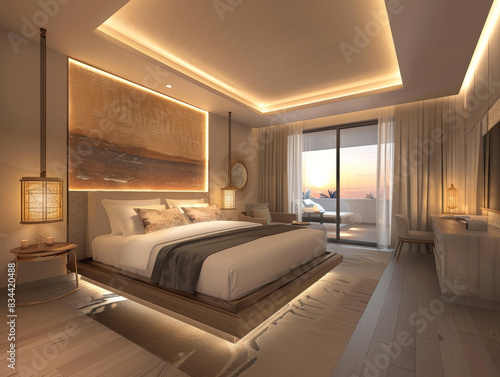 interior view of luxury hotel room - ai