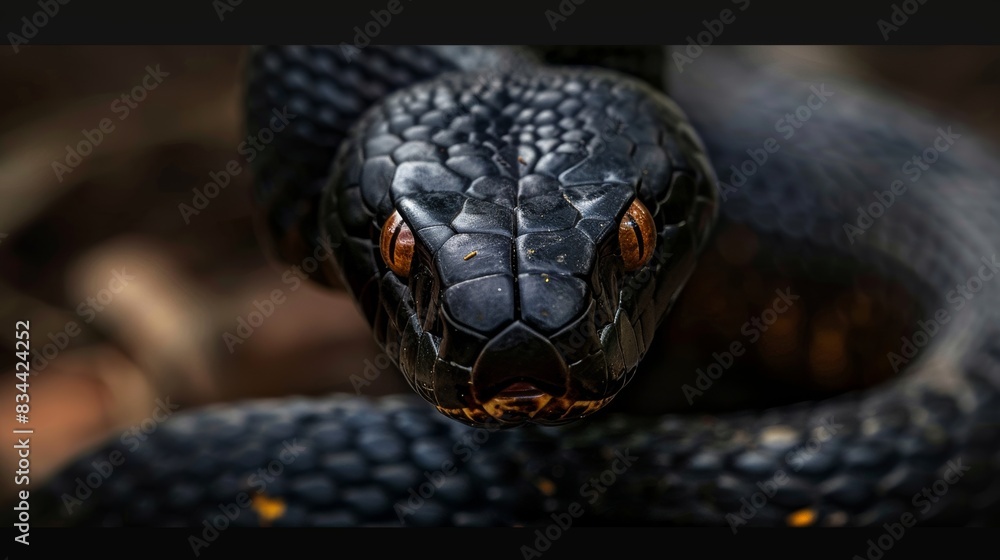 close up Black Mamba straight face, dark tone close up Black Mamba straight face, dark tone