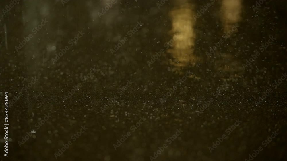 Raining Wet Weather on Urban City Street at Night Background Raining Wet Weather on Urban City Street at Night Background