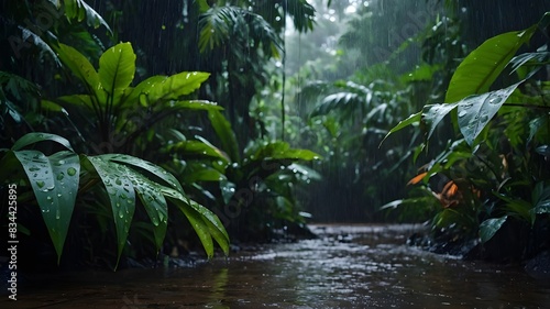 waterfall in the jungle tree  nature  forest  palm  jungle  tropical  water  plant  trees  garden  grass  landscape  plants  summer  leaf  rainforest  park  river  leaves  foliage  sky  color  rain  w