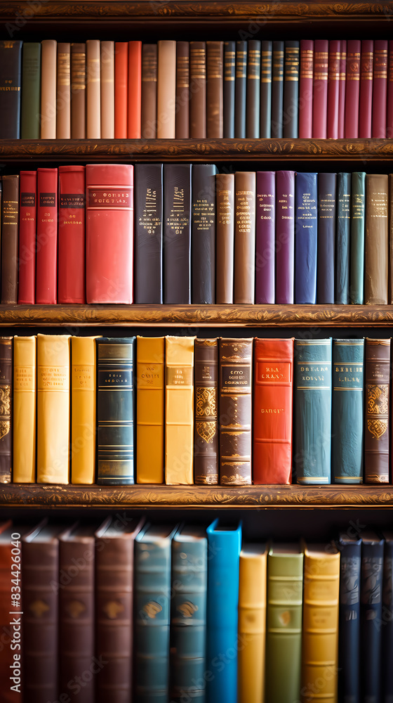 Fototapeta premium Antique books with colored leather