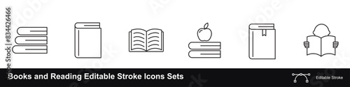 Books and Reading Editable Stroke Icons Sets