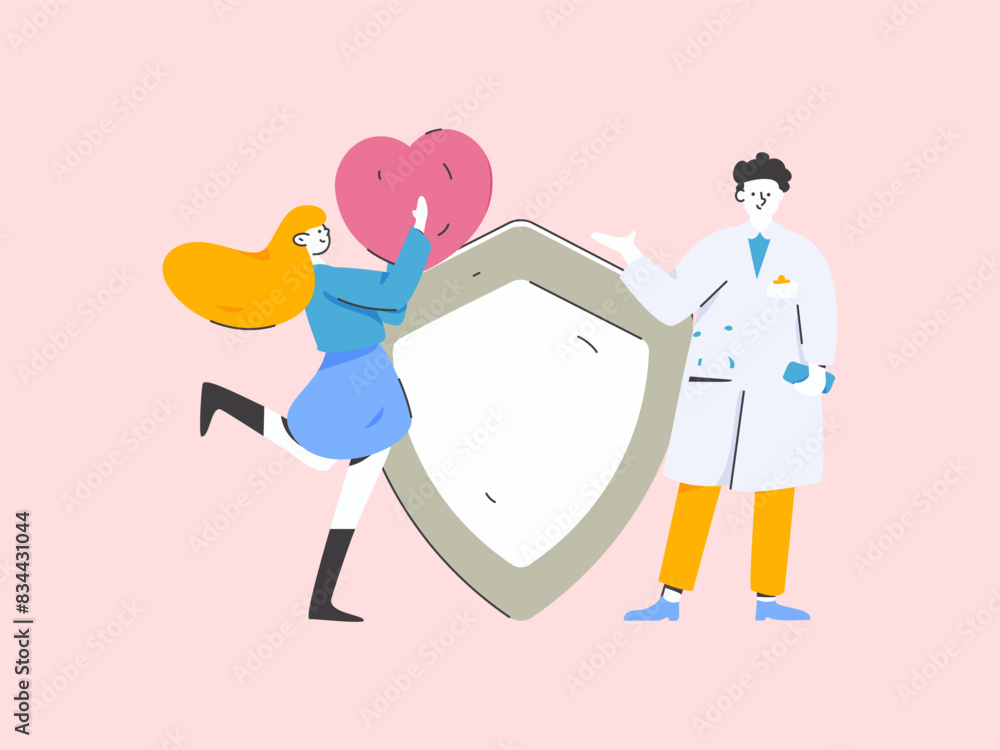 Obraz premium Medical characters fighting the epidemic flat vector concept operation hand drawn illustration 