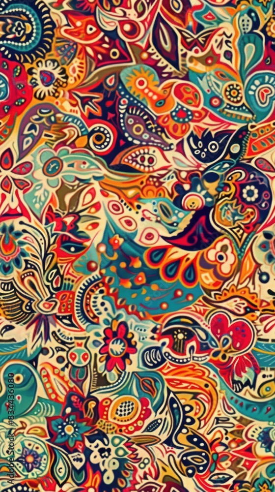 Vibrant Bohemian Pattern with Free-Spirited Artistic Designs Covering Eclectic Themes Vibrant Bohemian Pattern with Free-Spirited Artistic Designs Covering Eclectic Themes