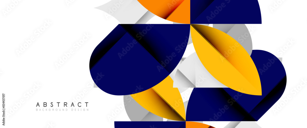 Minimal geometric elements on white. Petals, round triangles, star Minimal geometric elements on white. Petals, round triangles, star