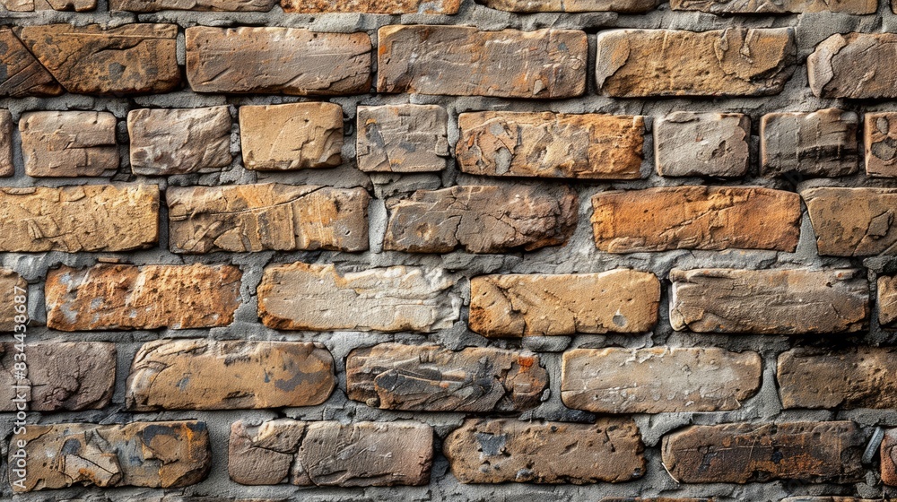 Obraz premium Brown brick wall with a rugged texture