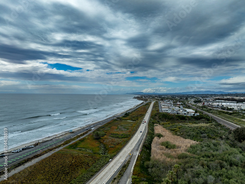 Aerial view of the Pacific Highway near Carlsbad California