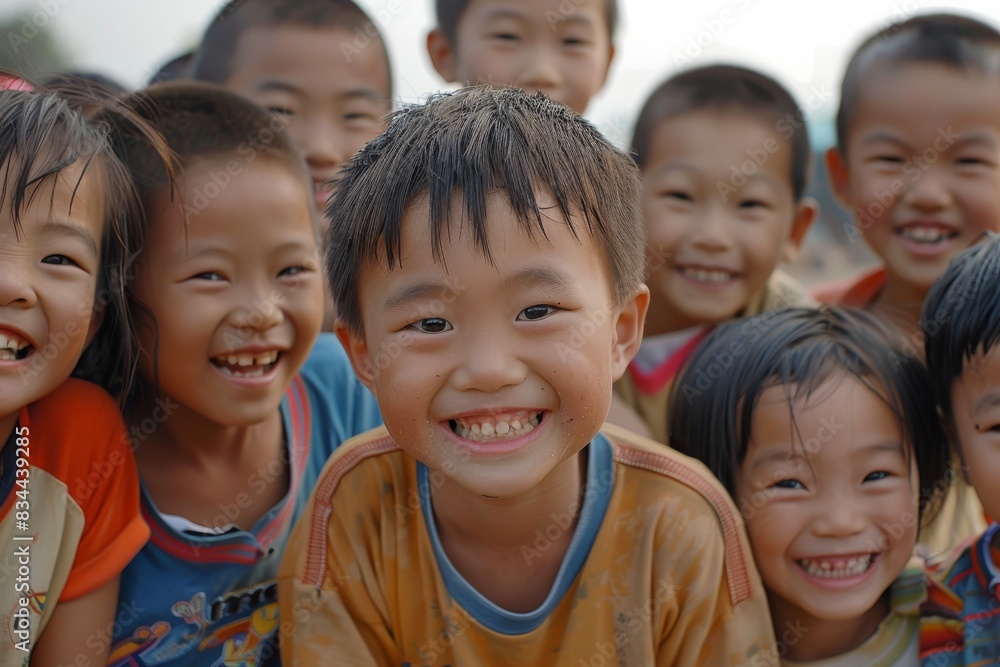Group of happy asian children smiling and looking at the camera. Group of happy asian children smiling and looking at the camera.
