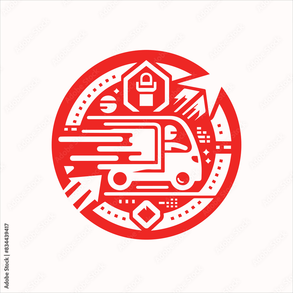 Red package and expedition delivery icon design Red package and expedition delivery icon design
