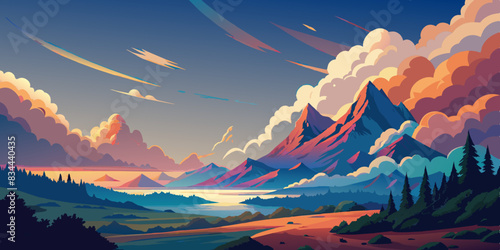 Paisajes de montañas con nubes
