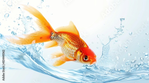 Goldfish summer material, water crest and Qinghai wave pale background. Generative Ai photo