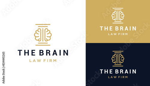 Human Brain with Roman Pillar Building For Smart Idea Logo Design or Architectural Building