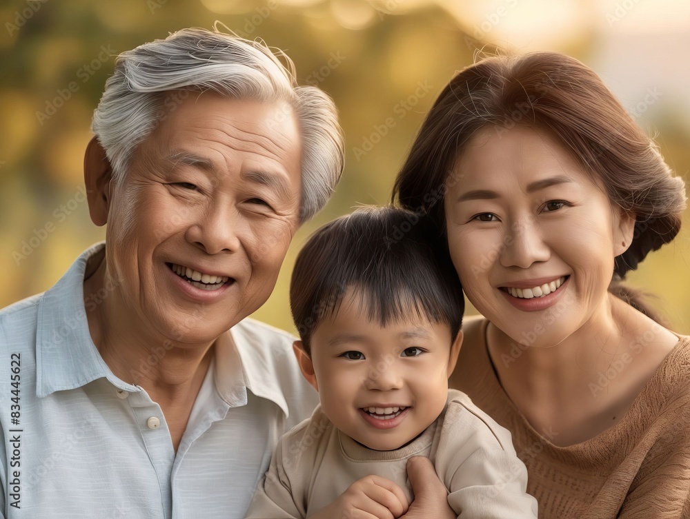 Asian family with a baby smiling. Asian family with a baby smiling.
