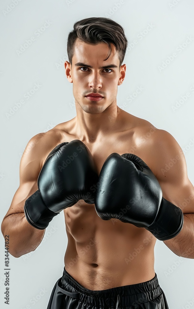 A man in boxing gloves posing for a photo. A man in boxing gloves posing for a photo.