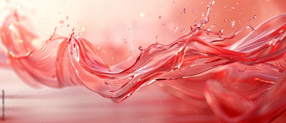 A dynamic and elegant splash of red liquid in motion, capturing the fluidity and grace of the water creating an abstract and artistic visual experience. A dynamic and elegant splash of red liquid in motion, capturing the fluidity and grace of the water creating an abstract and artistic visual experience.