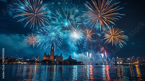 People watch the fireworks on Canada's Independence Day. Happy Canada Day photo