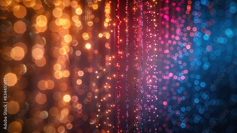 A bright backdrop featuring a mix of glitter and fairy lights. - Event decoration background A bright backdrop featuring a mix of glitter and fairy lights. - Event decoration background