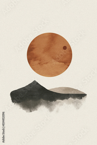 Nature inspired minimalist wall art print, simple and clean poster design