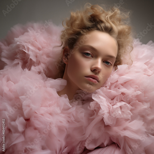 Sophisticated portrait of a stylish woman in a fancy dress