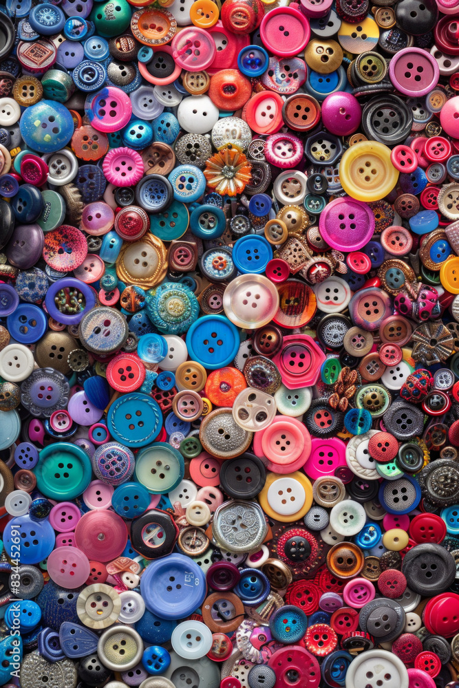 A densely packed collection of buttons in various shapes, sizes, and colors, covering the entire frame. The buttons range from simple round ones to ornate designs, with hues spanning the rainbow. A densely packed collection of buttons in various shapes, sizes, and colors, covering the entire frame. The buttons range from simple round ones to ornate designs, with hues spanning the rainbow.