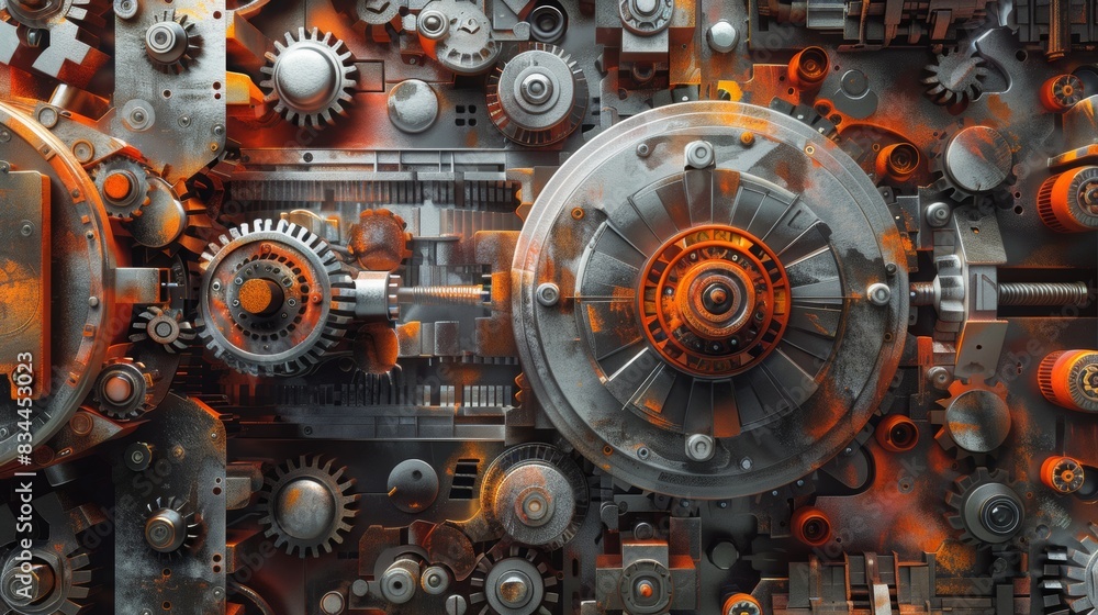 industry machinery mechanical parts industrial design surrealism abstract shapes geometric forms metal textures manufacturing 3d rendering industry machinery mechanical parts industrial design surrealism abstract shapes geometric forms metal textures manufacturing 3d rendering