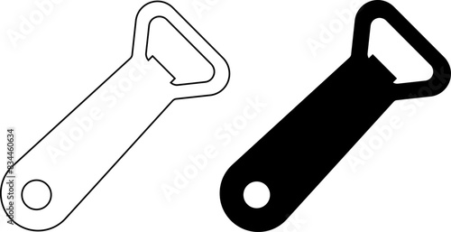 outline silhouette bottle opener icon set