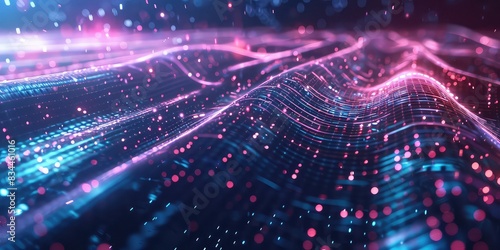 Digital backdround ideal for technological operations, neural networks, AI, data transmission and encryption, digital archives, audio and visual representations