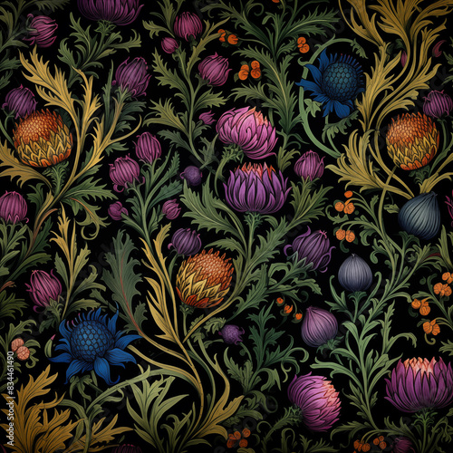 Scottish thistle paisley pattern