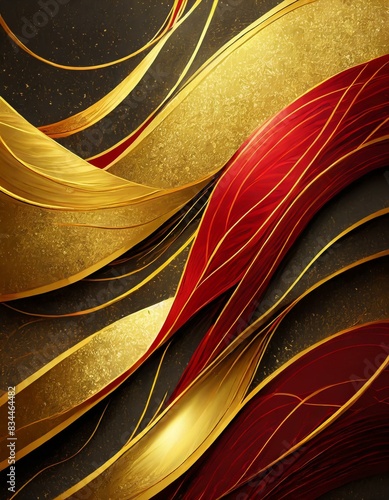 Golden Luxury: Overlapping Red and Dark Yellow Lines