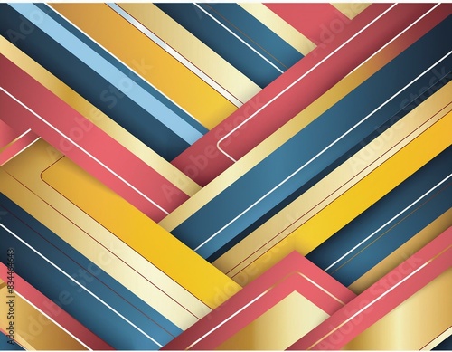 Lavish Layers: Dark Yellow, Red, and Gold Line Design