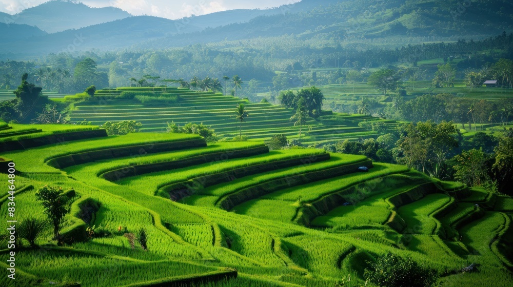 A lush green field with a hill in the background A lush green field with a hill in the background