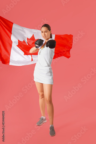 Female boxer with flag of C...